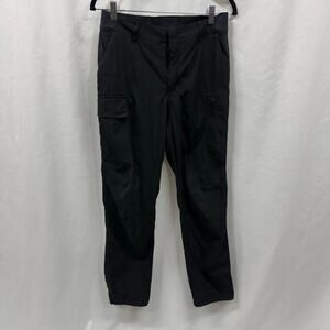 Athleta Trekkie Utility Cargo Pant Black Ripstop Straight Leg Elastic Bottom 6